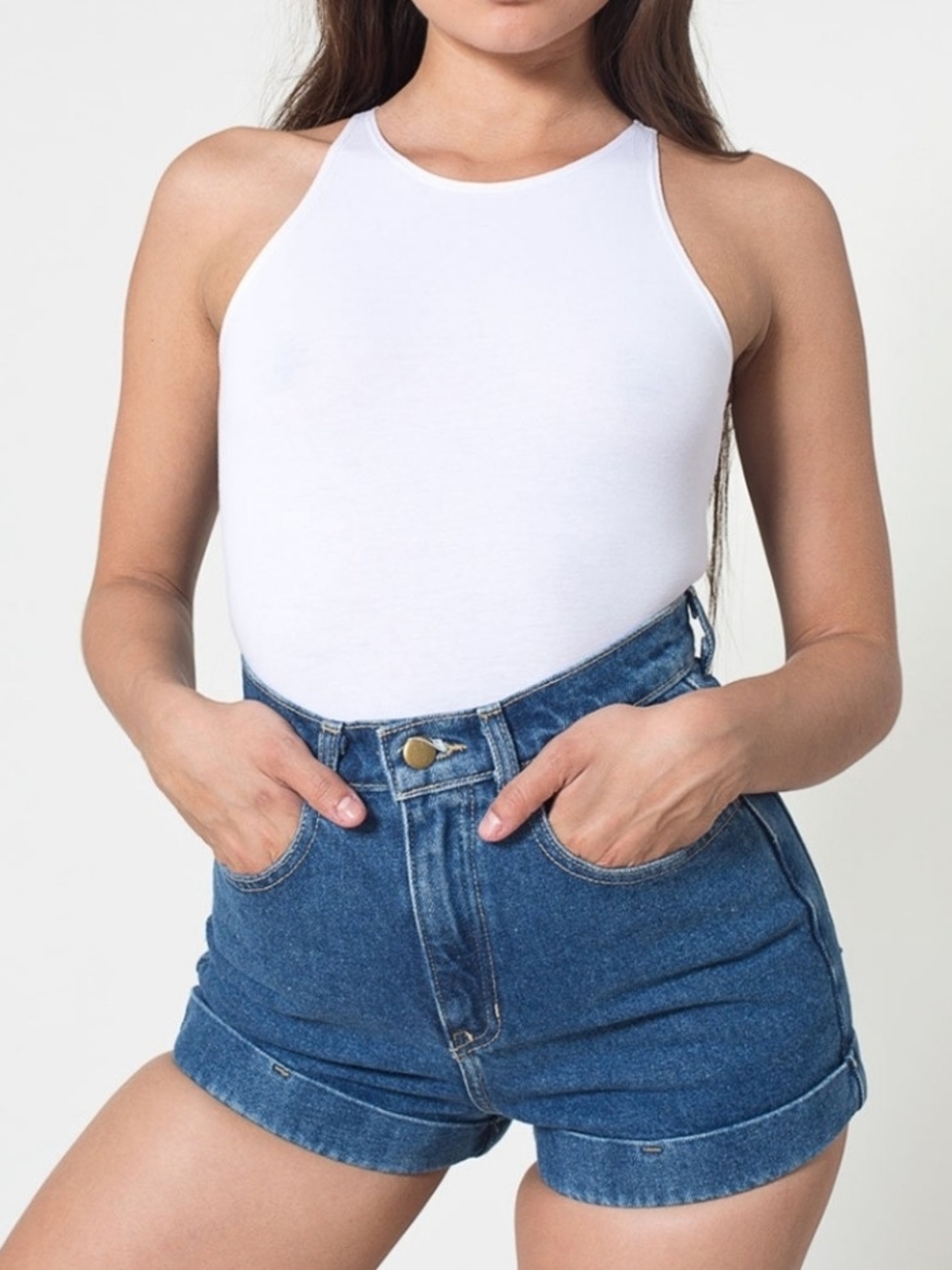 Vintage American Apparel High Waist Cuffed Jean Short Shorts
